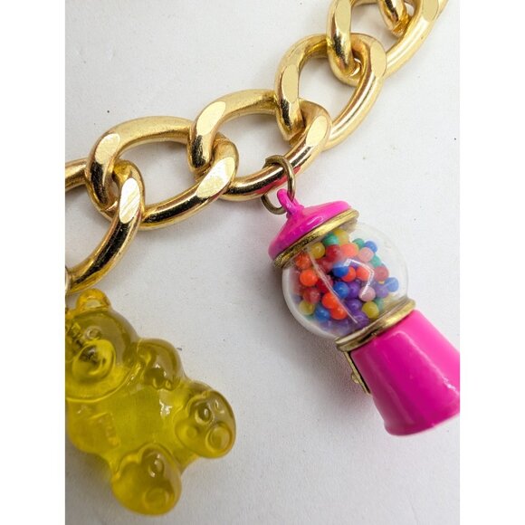Dylans Necklace Gold Chain w/charms Lollipop Chocolate Candy Swed. Fish Rare vtg - Picture 3 of 16